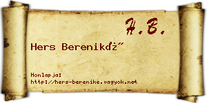 Hers Bereniké névjegykártya